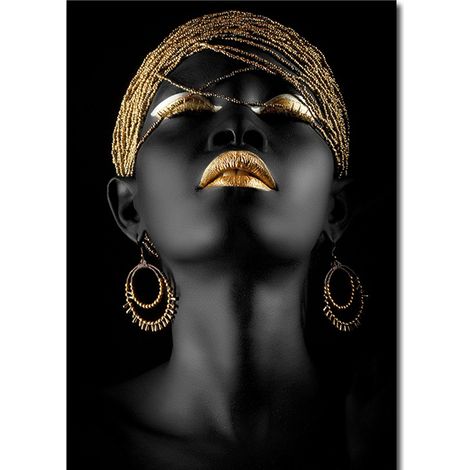 Tableau Abstrait Femme Africaine sur Toile - Décoration Murale Moderne pour Salon