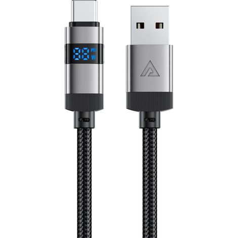 Cavo da USB-A a USB-C con display, 480 Mb/s, 66 W, 1,2 m - nero (1/5)