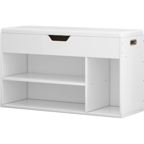 Armadio per scarpe con seduta, 3 ripiani, apribile, bianco, 80x30x44 cm (1/3)