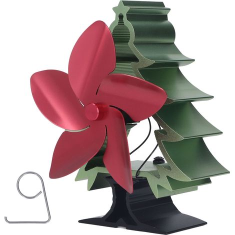 Ventilateur de poêle 5 pales thermique réglable, moteur thermoélectrique sans fil, design sapin de Noël pour cheminée (1/5)
