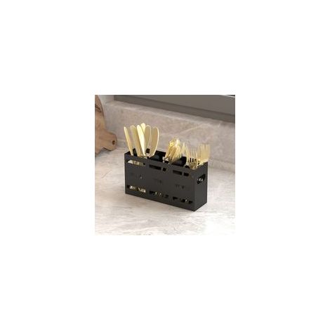 Organisateur de couverts noir, étagère de cuisine compacte – (1/4)