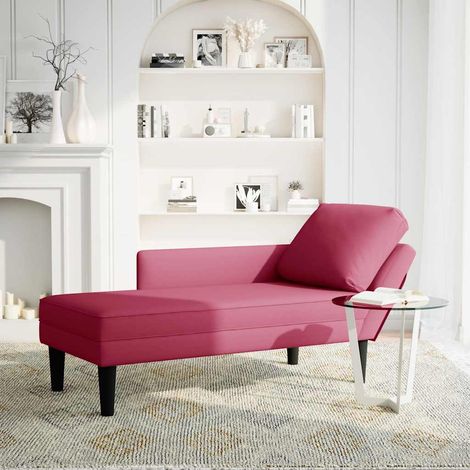 Fauteuil de Salon,Chaise,Fauteuil long avec coussin et accoudoir droit rouge bordeaux CFW337946 (1/5)