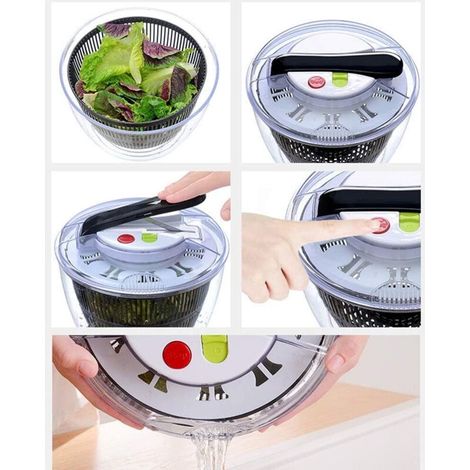 Essoreuse à Salade, Grand Fruits Et Légumes Séchoir, Rapide Sec Design Sec Arrêt Et Vidange Laitue avec Facilité pour Plus Savoureux Salades Et Plus Rapide Nourriture Préparation