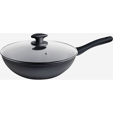 Wok antiadhésif induction 28 cm avec couvercle K-Black (1/4)