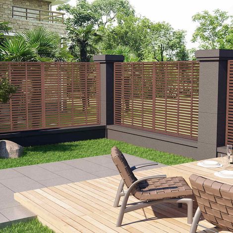 Clôture à persiennes-Clôture de jardin WPC 180x180 cm Marron (1/5)