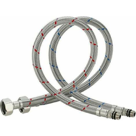 Tuyau de Raccordement Flexible Robinet en Acier Inoxydable pour Eau Chaude et Froide Mitigeur Robinet de Evier Cuisine 60cm Label (1/4)