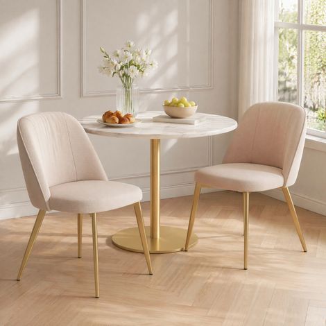 Pack de 2 sillas de terciopelo beige 53x50x80 cm con respaldo ergonómico – MEUBLIV (1/5)