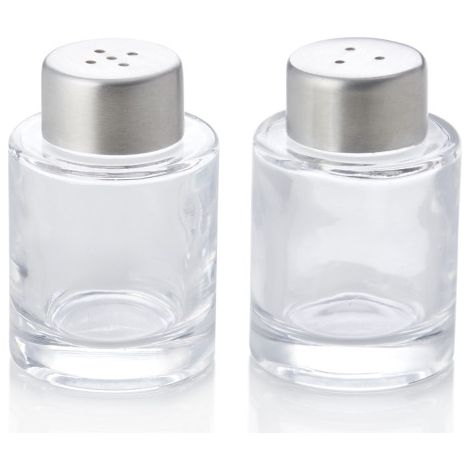 Mini salière/poivrière Ø 4 cm H 6 cm inox 18/8 verre - Was Germany (1/2)