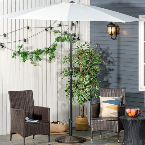 Base per ombrellone Outsunny, supporto per ombrellone, base per ombrellone, portata 25 kg, effetto rattan, supporto a cestello, diametro ombrellone 35/38/48 mm, plastica + cemento, bronzo anticato, 53