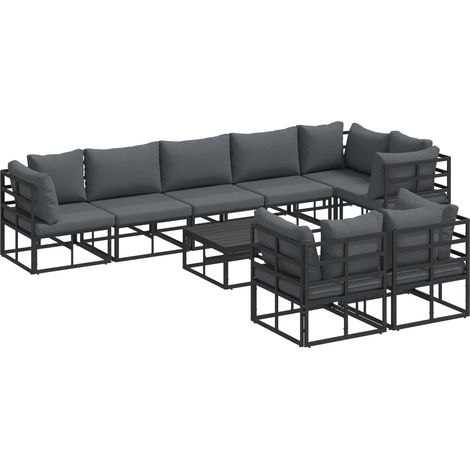 Maison Exclusive - Set Divano da Giardino con cuscino 9 pcs Nero Alluminio