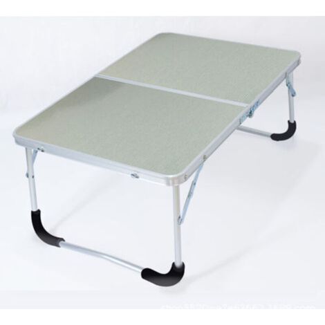 Klappbarer Campingtisch mit Metallgestell, Holzplatte und Sicherheitsverriegelung, gebürstetes Silber, 62 x 42 x 28 cm