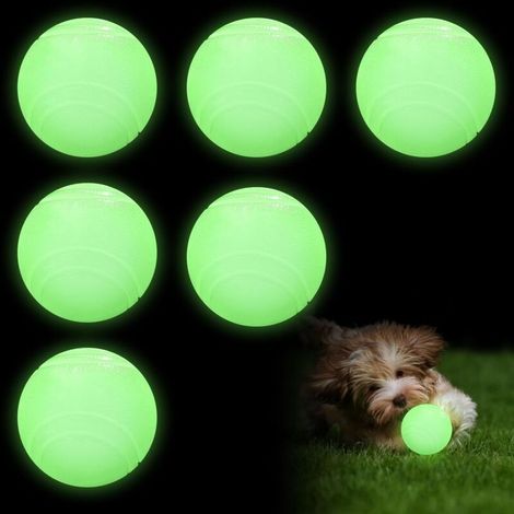 Glow In The Dark Lot de 6 balles pour chien lumineuses, en caoutchouc, indestructibles, rebondissantes, rebondissantes, pour chiens de petite, moyenne et grande taille (1/5)