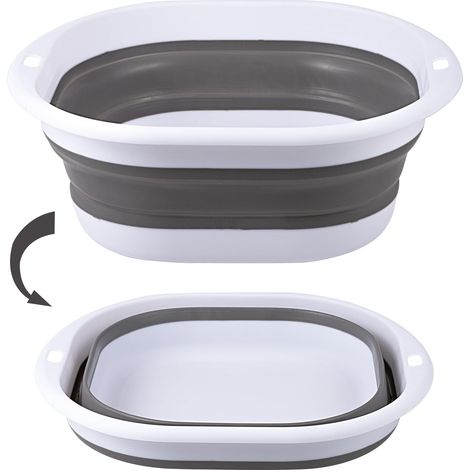 Lavabo Pliable de 2,7 L - Bol Portable pour Camping, Cuisine, Maison - Bac de Lavage Peu Encombrant (Gris) (1/5)