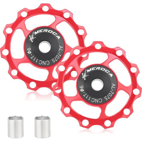 Poulie Dérailleur Arrière Poulie de Jockey de Vélo Roues Jockey 11t,VTT en Alliage D'aluminium Rouleau,Galet Guide Poulie Poulie,Bicyclette Poulie Dérailleur Arrière Guide,pour VTT et Vélo Route 2PCS (1/5)