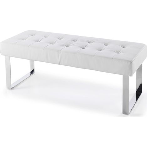 Banc rembourré structure acier inoxydable - Blanc (1/5)
