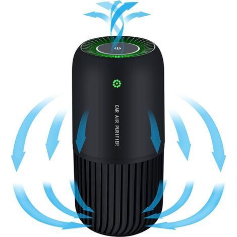 Purificatore d'Aria con Vero Filtro HEPA e Luce UV-C, Mini Purificatore d'Aria Elimina il 99,97% di Fumo, Allergeni e Polvere, Purificatore d'Aria per Auto e Ufficio (Nero) (1/5)