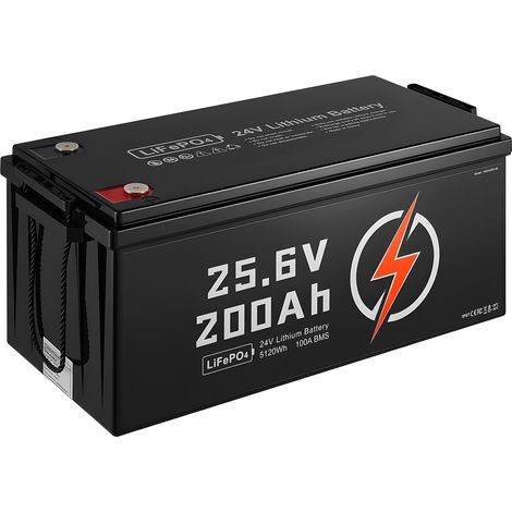 Mophorn 24 V 200 Ah LiFePO4 Lithiumbatterie mit integriertem 100 A BMS, langlebiger Akku mit Untertemperaturschutz, über 4000 Ladezyklen, max. Kapazität von 5120 Wh, geeignet für Wohnmobile und Boote (1/5)