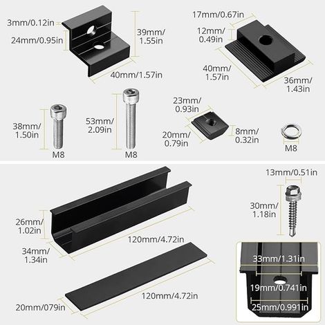 Aluminium Solar Panel Fixings Kit (1/3)
