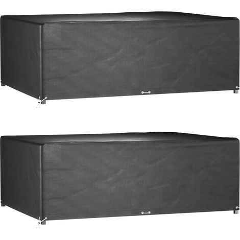 Fundas muebles jardín 2 uds 12 ojales rectangular 240x180x80 cm