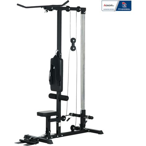 Aosom x FFHandball Krafttrainingsstation – Seilzug, Brustzug, Hantelbank (1/5)