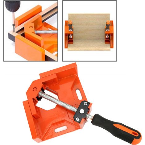 Serre-joint d'angle droit 90° en aluminium pour menuiserie serrage rapide type étau outil (Orange) (1/5)
