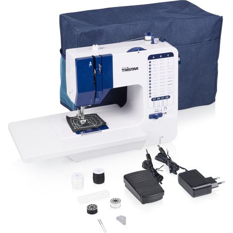 Machine à Coudre avec 38 Points, Table d’Extension Amovible, Bras Libre, Éclairage LED, Enfile-Aiguille Automatique, Coupe-Fil, Vitesse Réglable, SM-6005