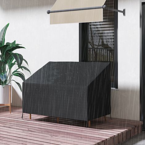 Wasserdichte Schutzhülle für Gartensofas und Gartenbänke, 600D Oxford-Gewebe, 140 x 84 x 56/94 cm, schwarz