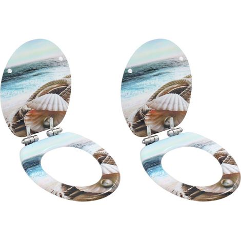 Set di due copriwater in MDF e copriwater con chiusura rallentata Shell 020002960