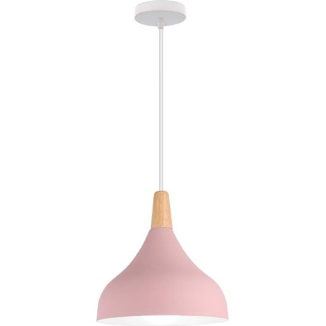 Pendelleuchte, 1 Flammig Hängeleuchte im Moderne Stil, Kronleuchter mit Ø20cm Lampenschirm für Wohnzimmer Schlafzimmer Esszimmer (Rosa)
