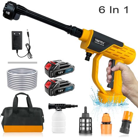Elektrischer Hochdruckreiniger, 6 in 1 drahtloser Hochdruckreiniger, Hochleistungs -Strahlauto -Reiniger + 2x3,0 A + Ladegerät, kompatibel mit Makita -Batterie
