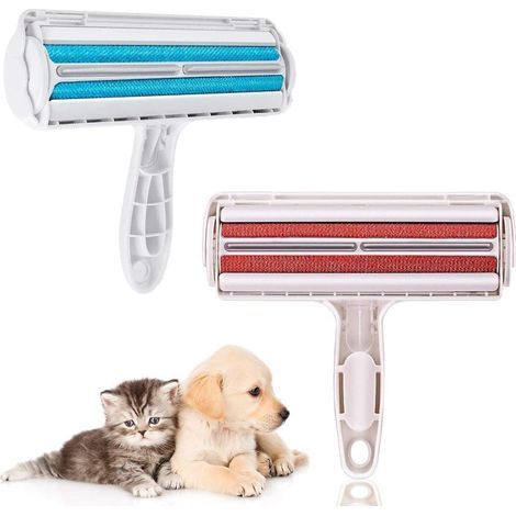 Pet Hair Remover Brush, 2 Pcs Cat Dog Pet Hair Remover Brush, Pet Hair Roller, Reusable Magic Cleaning Brush for Cushion, Sofa, Car, Bed (1/5)