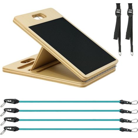 Ensemble de barre de pilates et de bandes de résistance avec planche inclinée réglable, équipement d'entraînement bleu (1/5)