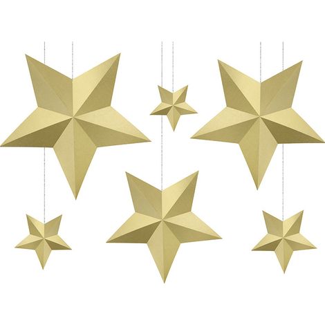 Decoración de Estrella, Oro, varios tamaños, 6 uds. (1/5)