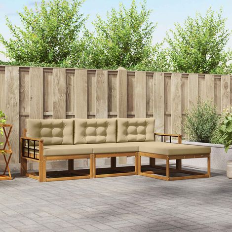 vidaXL Outdoor-Sofagarnitur mit Kissen 4 pcs Natur und Beige (1/5)