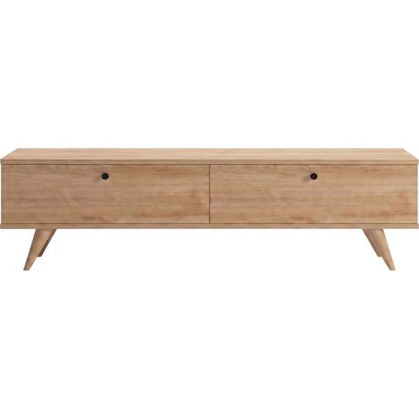 Meuble TV 2 portes en bois L160cm - Bois clair - Yara (1/5)