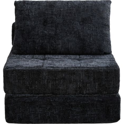 Canapé convertible pliant en chenille noire avec coussins, matelas et dossier, canapé d'appoint pour salon et chambre (1/5)