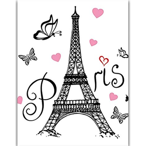 Impression sur Toile - 20x25 - Tableaux pour la Mur - Tirages sur Toile - Peintures sur Toile - Image sur Toile - prete a Suspendre - Décoration - Énonciations - Tour Eiffel Paris