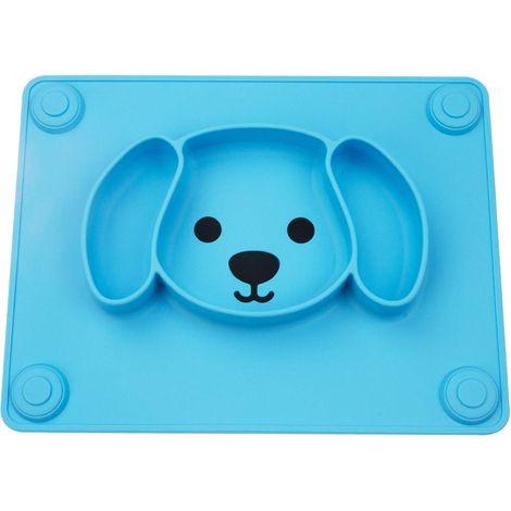 Assiette à dîner en silicone pour enfants (Bleu)