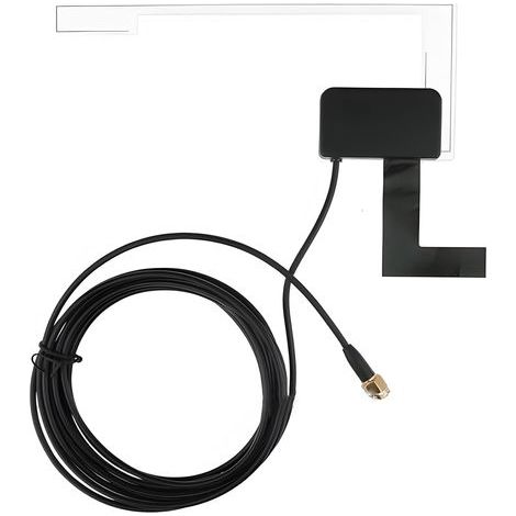 Antenne de voiture DAB+ AM FM DAB SMB 90° femelle 3 m câble antenne disque actif pour autoradio numérique pare-brise montage en verre 170-240 MHz et 1452-1492 MHz 5 V/12 V universelle (1/5)