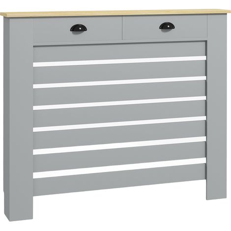 Cache-Radiateur avec Tiroir Design Élégant pour Maison et Appartement 95,5x111 cm Gris
