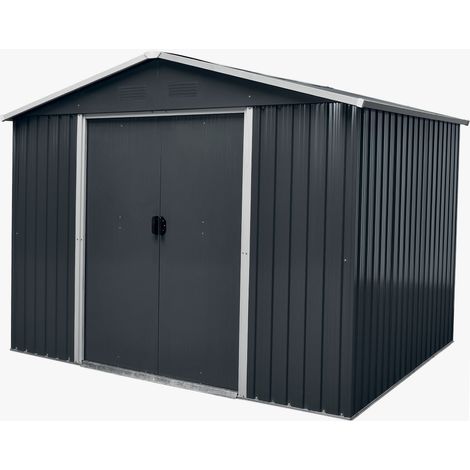 Werka Pro – Abri de jardin en acier galvanisé 5m² – Dimensions 2,58 x 1,96 x h 1,96 m – Porte double coulissante – 4 kits d'ancrage inclus