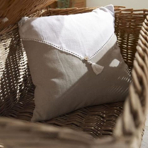 Kissen - TODAY - CHARME - Slub x Chambray x Pompon Berenice - 40 x 40 cm