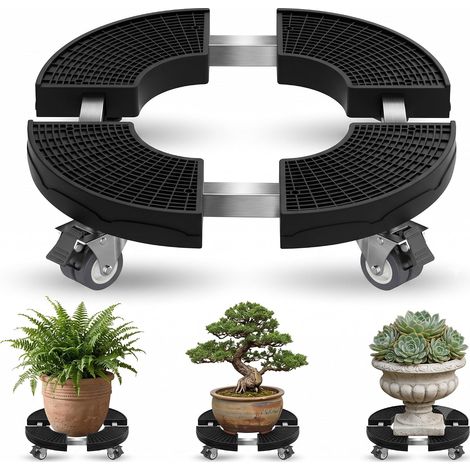 Porte Plante à Roulettes Réglable Ø38–59cm, Support Pot De Plante Extérieur Capacité De Charge 200 KG, Chariot Mobile Pour Plantes Imperméable Résistant Au Soleil Avec Roues à 360° Pour Le Jardin