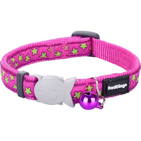Collar para Gato Red Dingo Stars Lime on Hot 20-32 cm Rosa