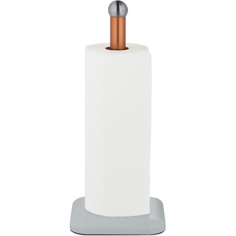 Relaxdays Portarotolo da Cucina, Porta Rotolone Carta Assorbente da Casa, HLP 36x15x15 cm, Acciaio Inox, Bianco Ramato