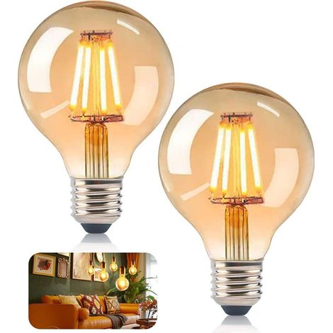 Ampoule Vintage E27, Lampe Edison Rétro LED Vintage Ampoule G80 Décorative 4W Antique Ampoules, Lumière Blanche Chaude Idéale pour l'Éclairage Nostalgique dans le Restaurant House Cafe Bar, 2 pièces (1/5)