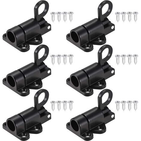 6 piezas de pestillo automático para puerta, cerradura para puerta, cerradura para ventana con 24 tornillos, cerraduras de seguridad automáticas para anillo de seguridad para puerta y ventana (1/5)