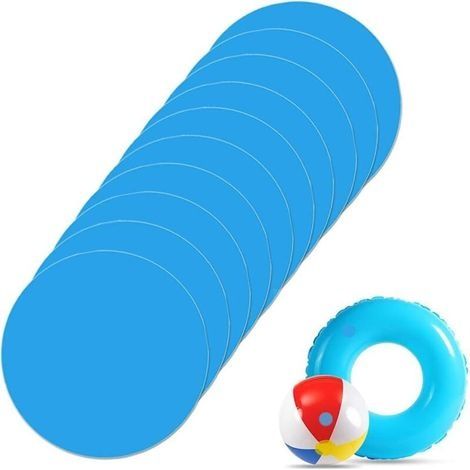 Rustines autocollantes pour réparation de piscines en PVC, rustines de réparation de piscine en vinyle, bâches de bateau, rustines de réparation pour piscines - Lot de 10 (1/4)
