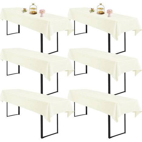 Biertischdecken 6er Set Beige 260x110 cm Rechteckig Waschbar Polyester für Biergarnituren