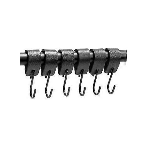 S-Haken mit Lederschlaufen, Set aus Edelstahl, für Haus, Mantel, Küche